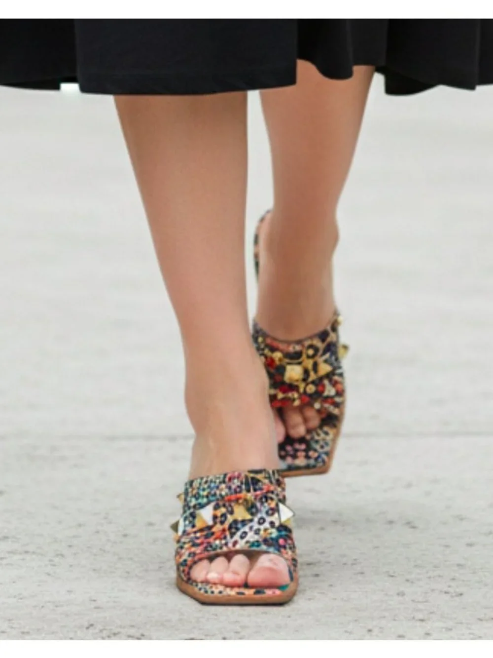 Cape Robbin Gold Studded Multicolor Printed High Heel Mules With Open Toe Womens - Picture 4 of 14